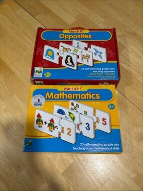 Match Mathematics & Opposites Puzzle Sets - Yellow, Red, Blue, White